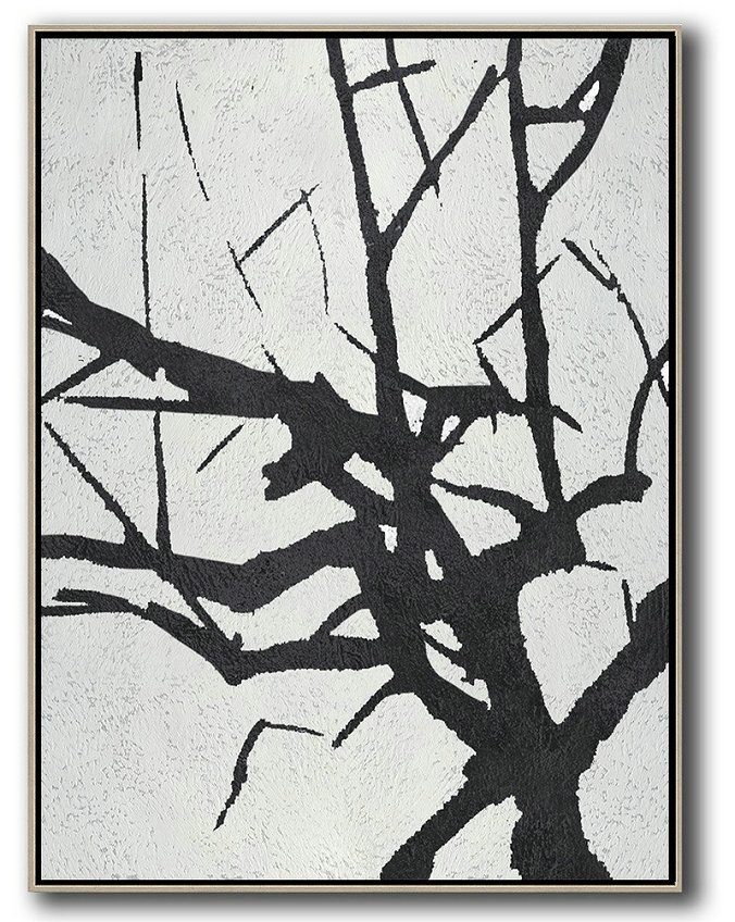 Original Painting Hand Made Large Abstract Art,Black And White Minimalist Painting On Canvas - Acrylic Painting On Canvas